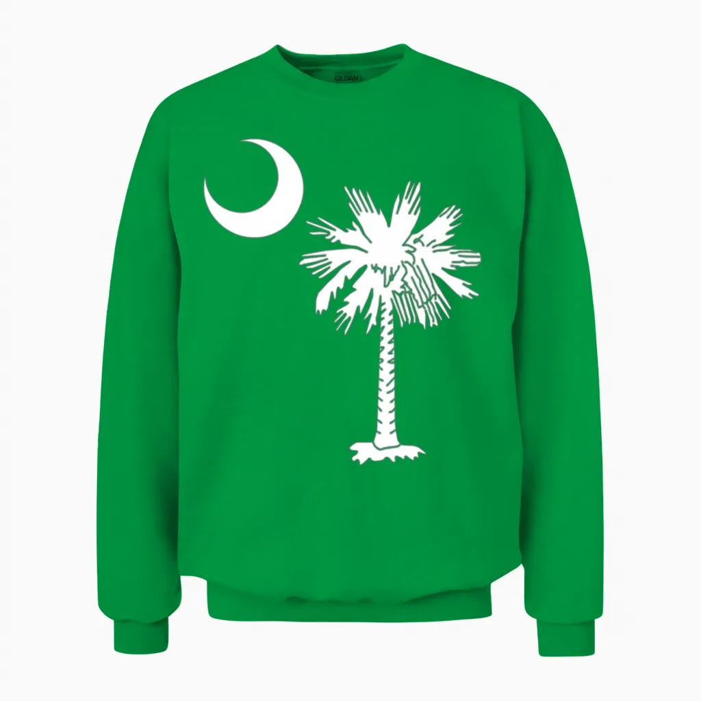 South Carolina State Flag Palmetto Tree Crescent M Unisex Sweatshirt in Irish Green