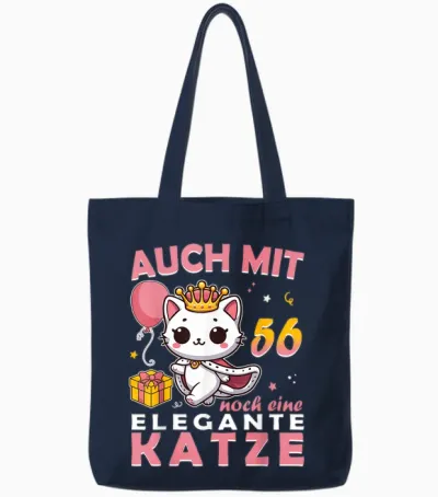 56.geburtstag Frauen Damen Auch Mit 56 Jahre Noch Eine Katze Tote Bags - Navy