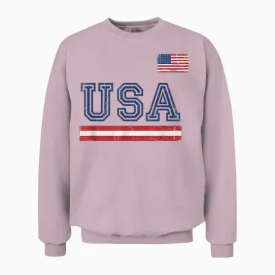 T-Shirt Drapeau Américain Maillot Rétro Vintage Usa Unisex Sweatshirt - Light Pink