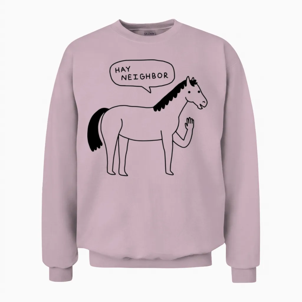 Hi Horse Lovers Unisex Sweatshirt in Light Pink