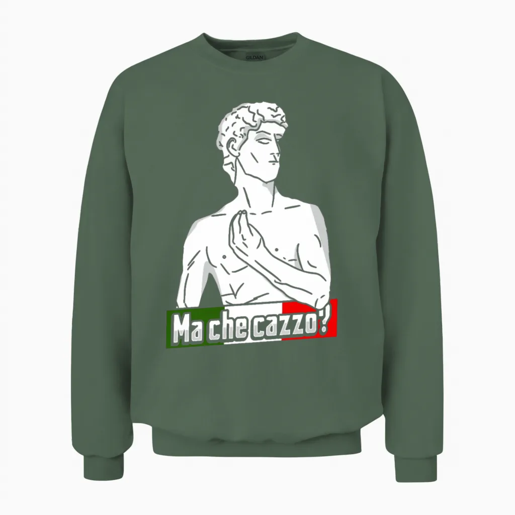 David Statue Italian Hand Gesture Italy Lover Unisex Sweatshirt in Military Green