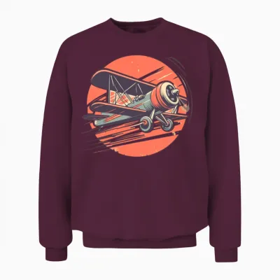 Retro Vintage Red Biplane Unisex Sweatshirt - Maroon