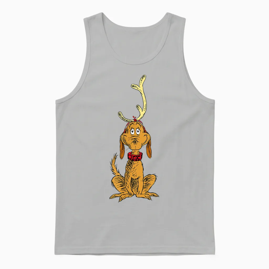 Dr. Seuss Mens Classic Dr Seuss Reindeer Max T Shirt, Black, Small Us Unisex Tank Top in Ash