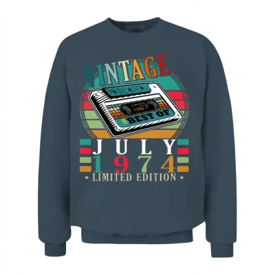 July 1974 Vintage Birthday Present Unisex Sweatshirt - Dark Heather