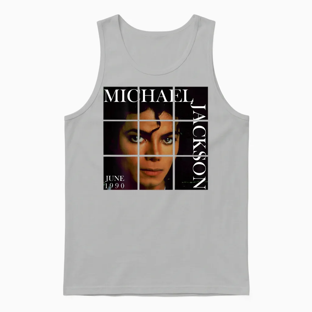 Mj-016 Back Printed T-Shirt, Black Unisex Tank Top in Ash