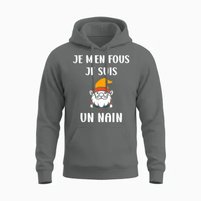 Person Petite Size Humour Je M'en Fous Je Suis Un Nain Unisex Hoodie - Graphite Heather