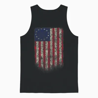 Betsy Ross Shirt 4th of July American Unisex Tank Top - Black