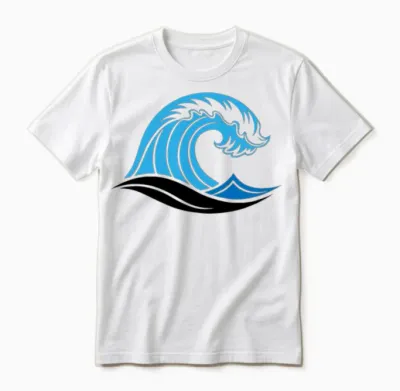 Blue Ocean Wave Cresting with T-Shirt White Foa Unisex T-Shirt - White