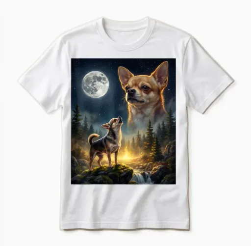 Chihuahua Howling to the Moon Funny Dog Meme Unisex T-Shirt in White
