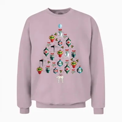 Star Wars Christmas Tree Ornaments Holiday Unisex Sweatshirt - Light Pink
