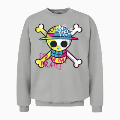 Kids One Piece Straw Hat Pirates Logo Colorful Monkey D Luffy Kids T-Shirt, Blue, 2 Unisex Sweatshirt - Ash