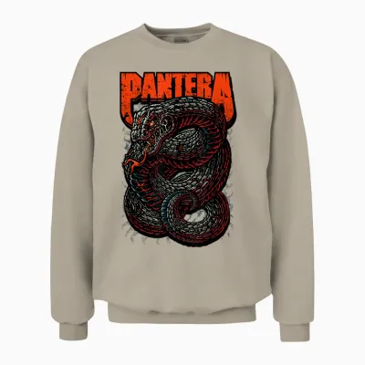 Pantera Venomous Official T-Shirt - Classic Fit, Crew Neck, Short Sleeve, Adult, Black Unisex Sweatshirt - Sand