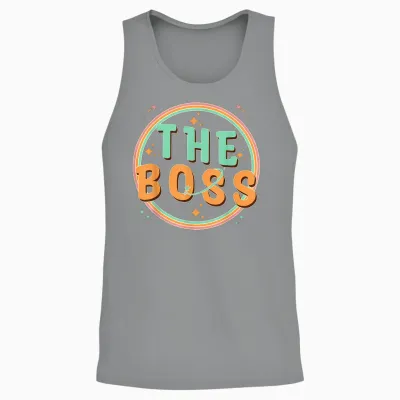 The Boss - the Real Boss - Funny Couple Groovy Matching T-Shirt, Black, S Unisex Tank Top - Sport Grey