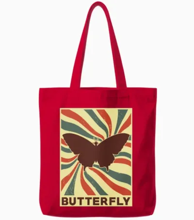Butterfly Retro Vintage Tote Bags - Red