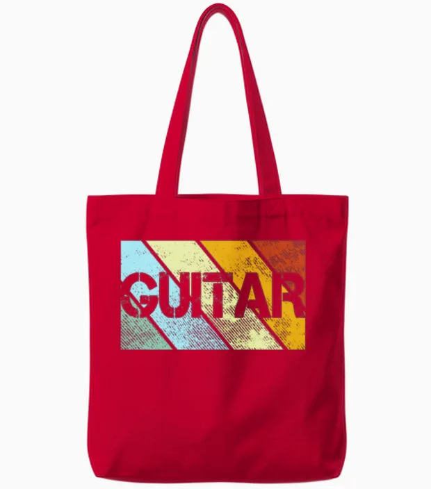Guitar Retro Tote Bags in Red
