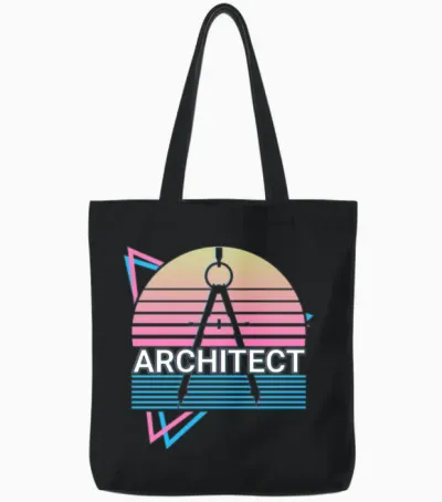 Architect Architecture Retro Tote Bags - Black