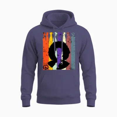 Retro Vintage Hippie Hairstyle Design, Retro 70s Unisex Hoodie - Heather Sport Dark Navy