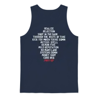 Ac/dc Logo Design with Power Up Tracks Backprint Unisex Tank Top - Navy – 1