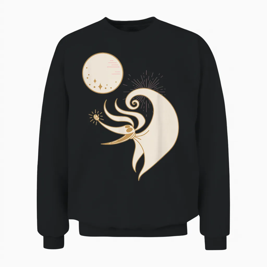 Disney the Nightmare Before Christmas Zero and the Full Moon T-Shirt, Black, S Unisex Sweatshirt in Black