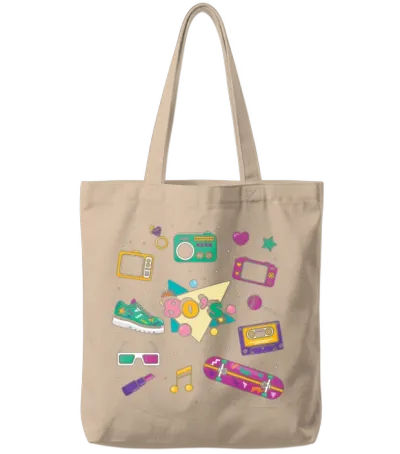 80s Retro Tote Bags - Natural