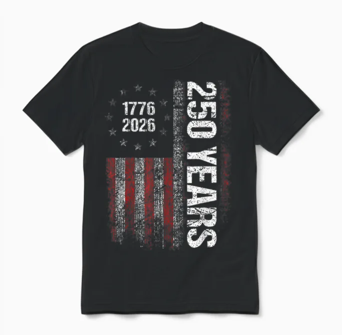 250 Years American Anniversary 250th Independence Day Unisex T-Shirt in Black