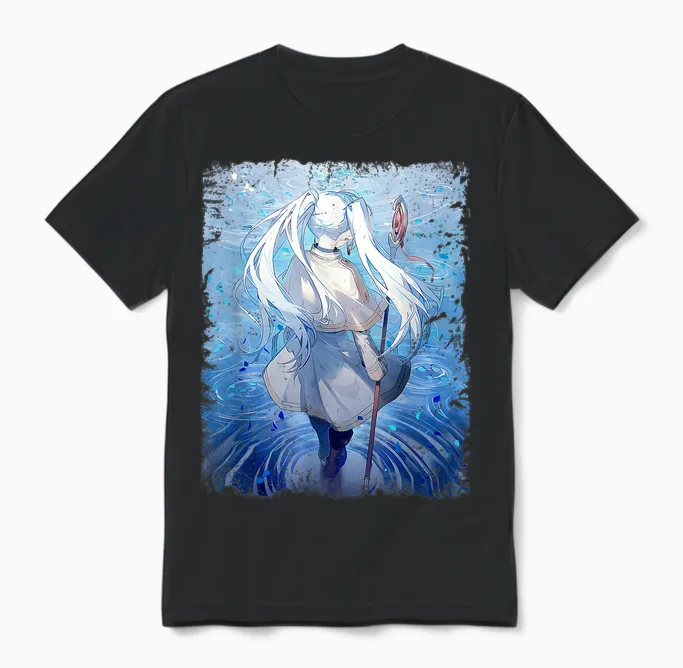 Frieren Name Shirt Anime Manga Video Game Men Women Unisex T-Shirt in Black