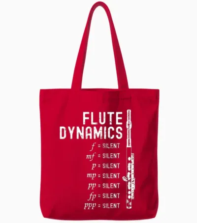 Flute Flutist Orchestra Band Bands Tote Bags - Red