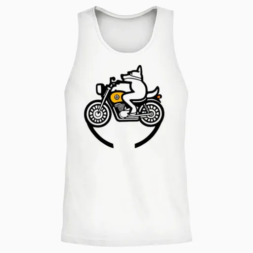Funny Dog Biker Unisex Tank Top - White