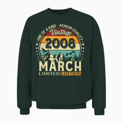 18 Ans Anniversaire Homme Cadeau Mars 2008 Vintage Unisex Sweatshirt - Forest