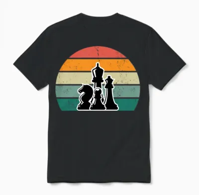 Chess Pieces Retro Unisex T-Shirt - Black