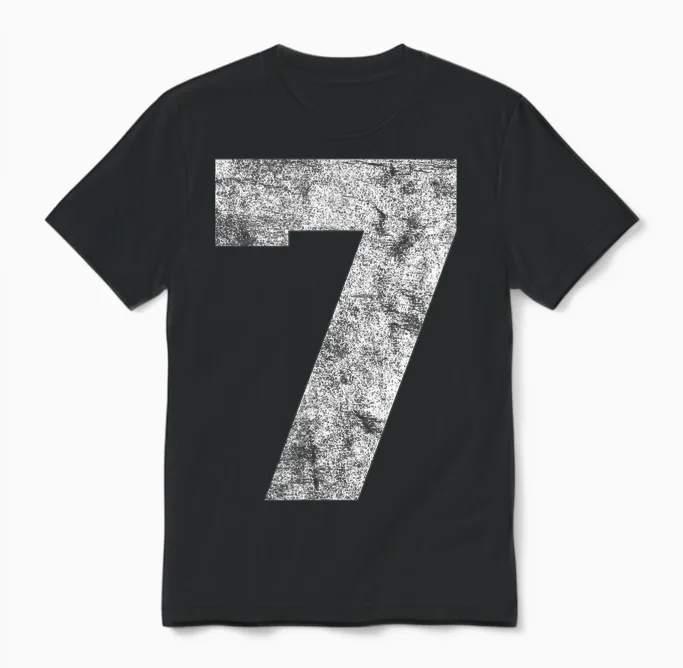 Vintage Lucky Number 7 Birthday Sports Player Team Athlete Unisex T-Shirt in Black