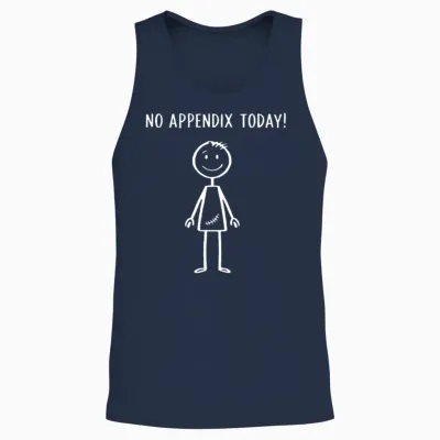 No Appendix Funny Surgery Recovery Appendectomy Unisex Tank Top - Navy