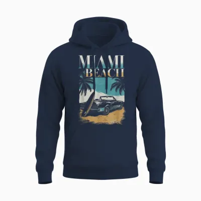 Miami Women's Retro Florida Miami Beach Usa Unisex Hoodie - Navy
