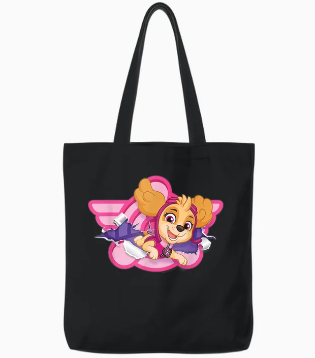 Paw Patrol Skye Cloud Torn Badge Tote Bags in Black