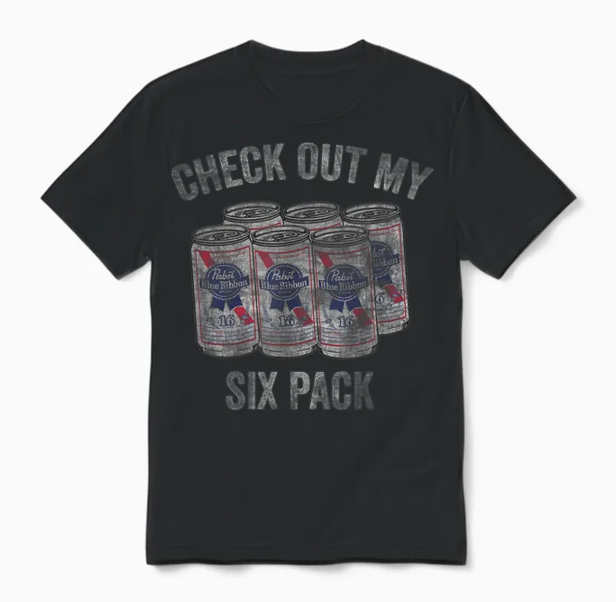 Pabst Check Out My Six Pack Unisex T-Shirt in Black