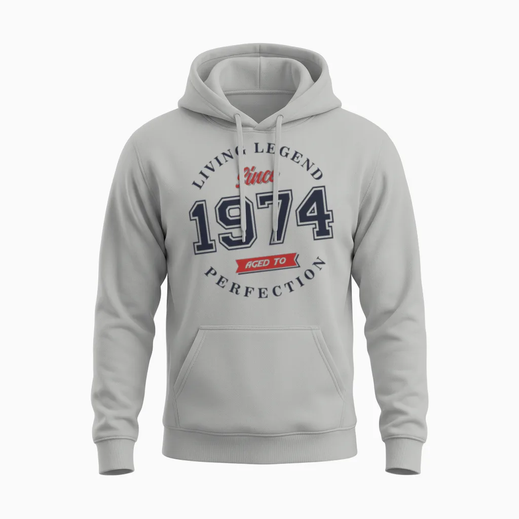 Living Legend 1974 Perfection Unisex Hoodie in Ash