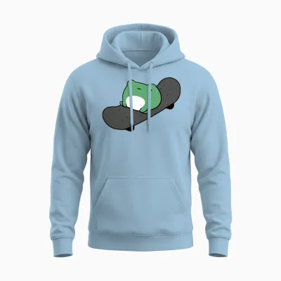 Skateboarding Frog Unisex Hoodie - Light Blue