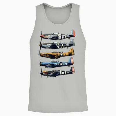 Ww2 Planes P51 Mustang F4u Corsair B17 P47 Thunderbolt Unisex Tank Top - Ash