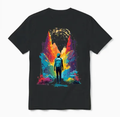 Colorful Hiking Unisex T-Shirt - Black