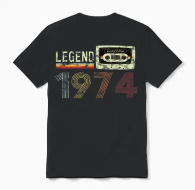1974 Geburtstag Vintage Cassette Unisex T-Shirt - Black