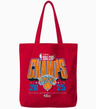 Nba Official Emirates Cup 2025 Champs New York Knicks Tote Bags - Red