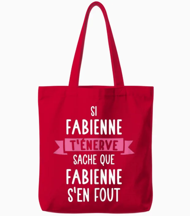 Gift Woman Humour Personalised Name Fabienne T-Shirt, Black Tote Bags in Red