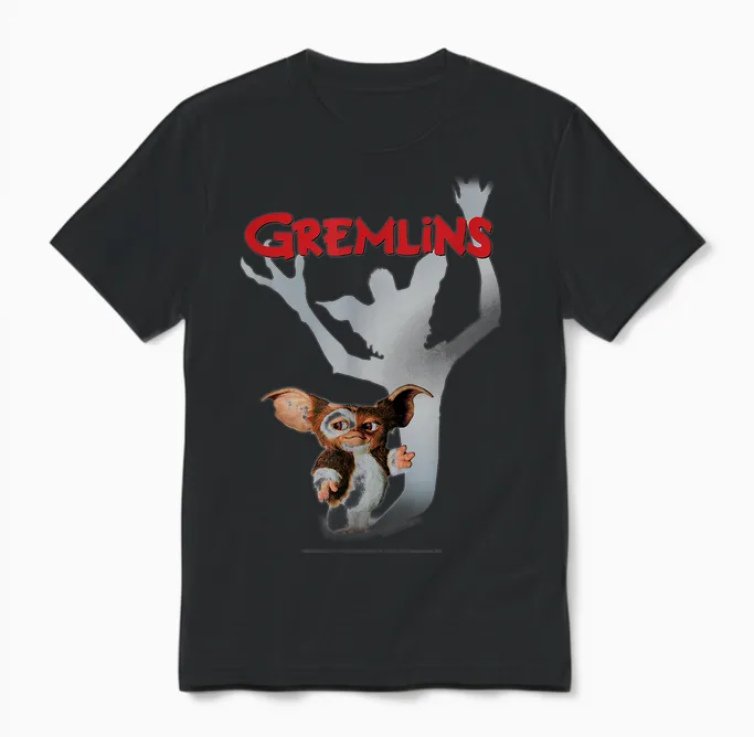 Gremlins Gizmo Shadow T-Shirt, White Unisex T-Shirt in Black