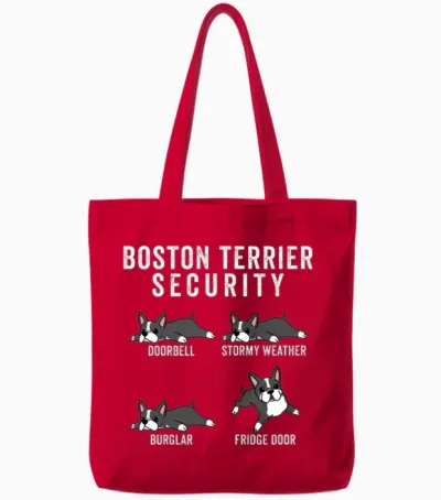 Boston Terrier Security Tote Bags - Red