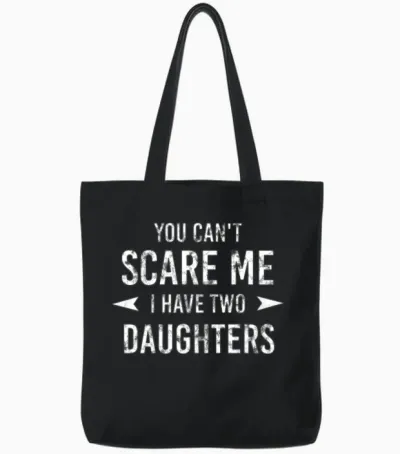 Father Two Daughters Tote Bags - Black