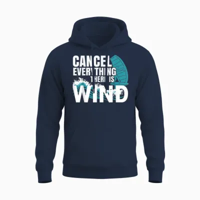 Wing Foil Wingboard T-Shirt, Black, S Unisex Hoodie - Navy