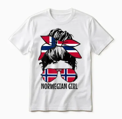Norwegen Mädchen Norwegische Flagge Pride Norge Souvenir Unisex T-Shirt - White