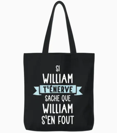 Gift Man Humour Name Personalised William T-Shirt, Black, S Tote Bags - Black