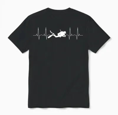 Diving Heartbeat Unisex T-Shirt - Black