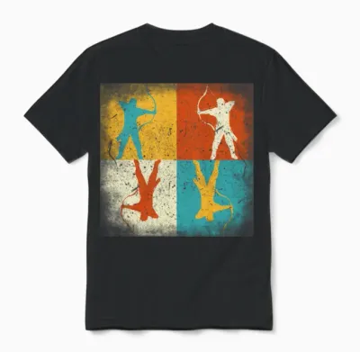 Archery Practice Retro Squares Unisex T-Shirt - Black